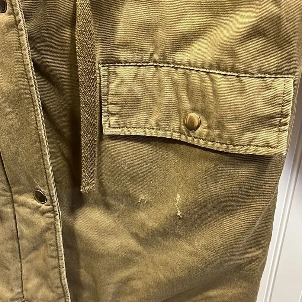 Top shop tan hooded full zip cargo coat